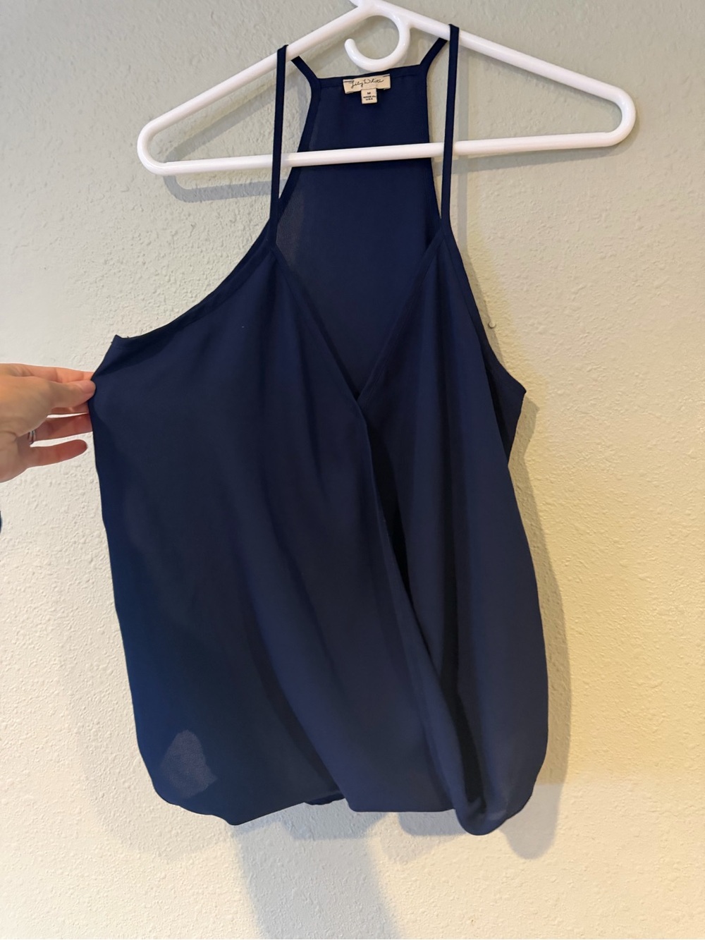 Lily White Navy Sleeveless Wrap-Front Cami